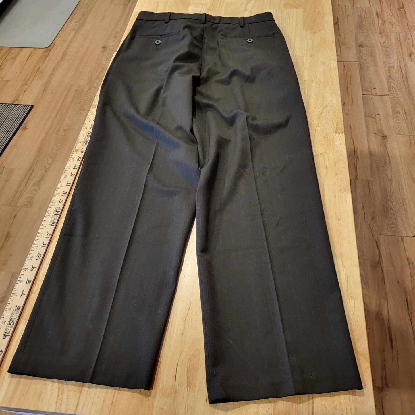 Dockers 32x30 Dress Pants Polyester Wool Blend Flat Front Gray Straight Leg