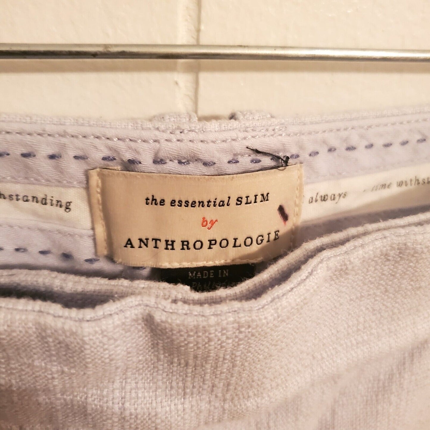 Anthropology The Essential Slim Pant Beige  Size 8 32" Waist 11" Rise 27" Inseam