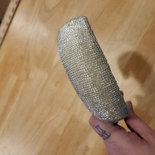 Silver Beaded Headband Never Worn One Inch Wide
