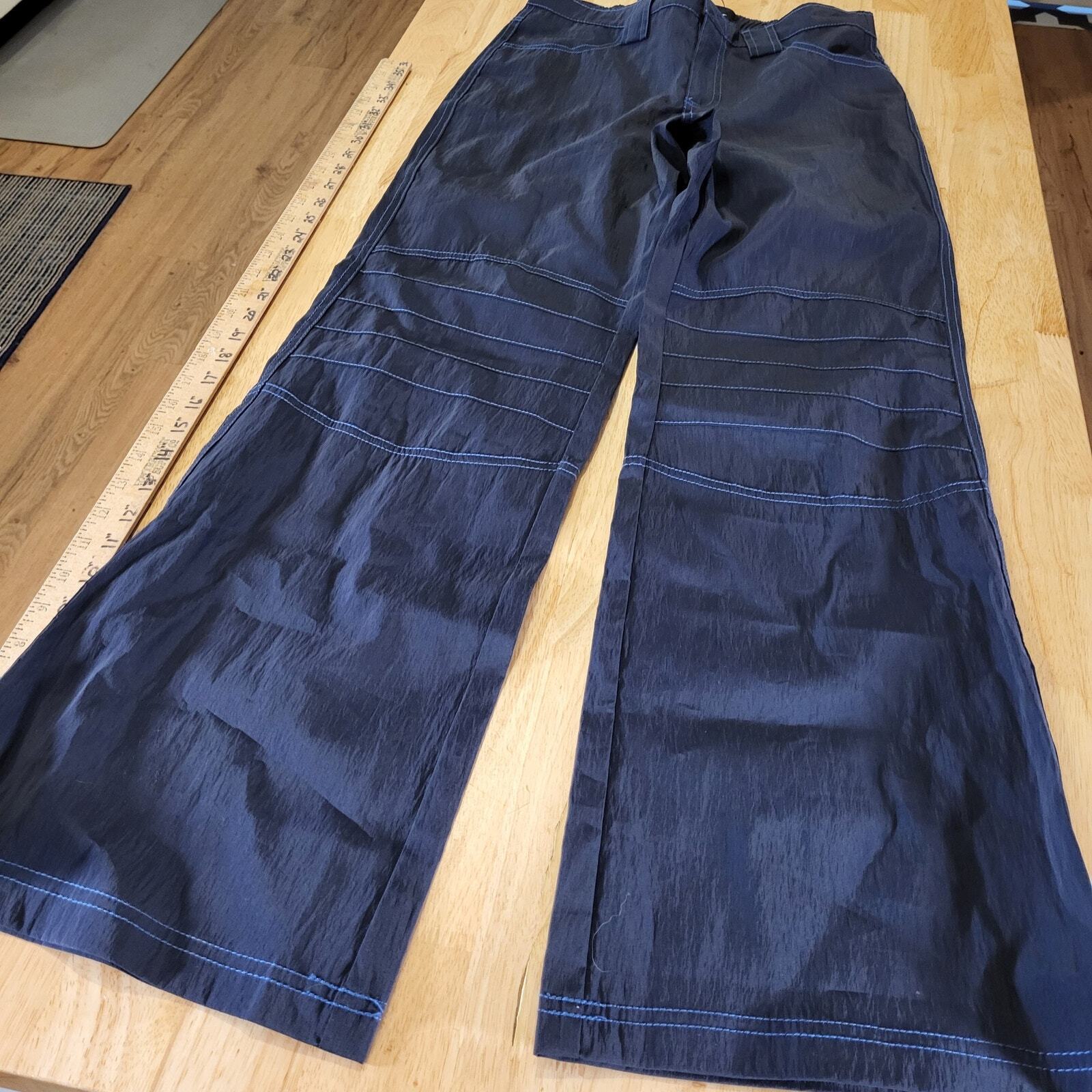 Silence+ Noise Size 2 Blue Nylon Y2K Pants 30" Inseam 26" Waist Flare 