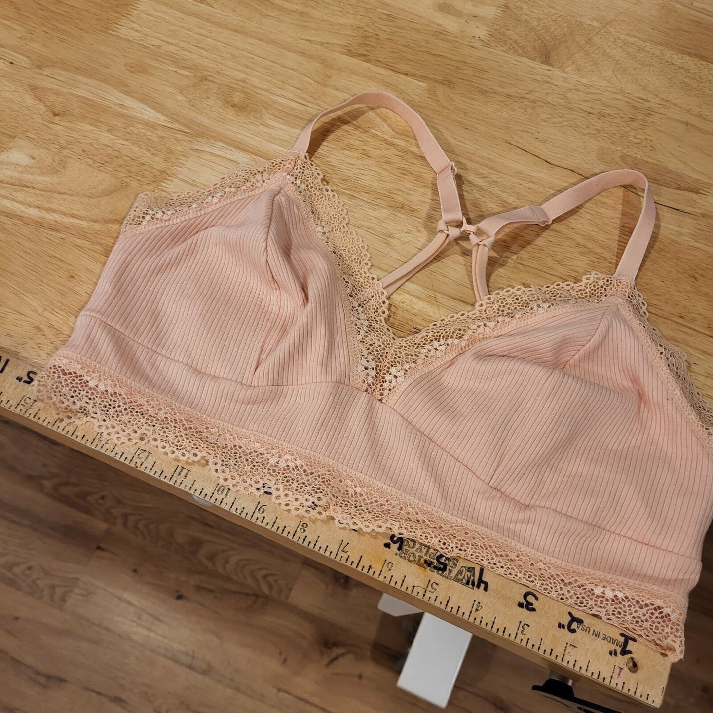 Colsie Peach Lace Bralette Adustable Straps XL Cotton 30" 