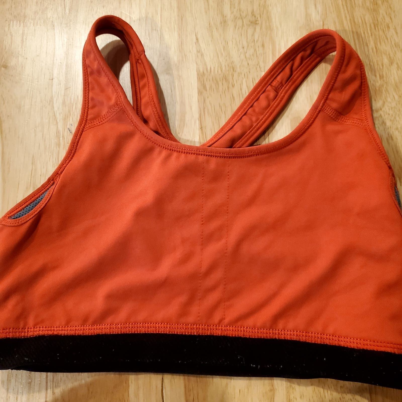 Red Nike Sports Bra Script Print Black Trim Elastic Small