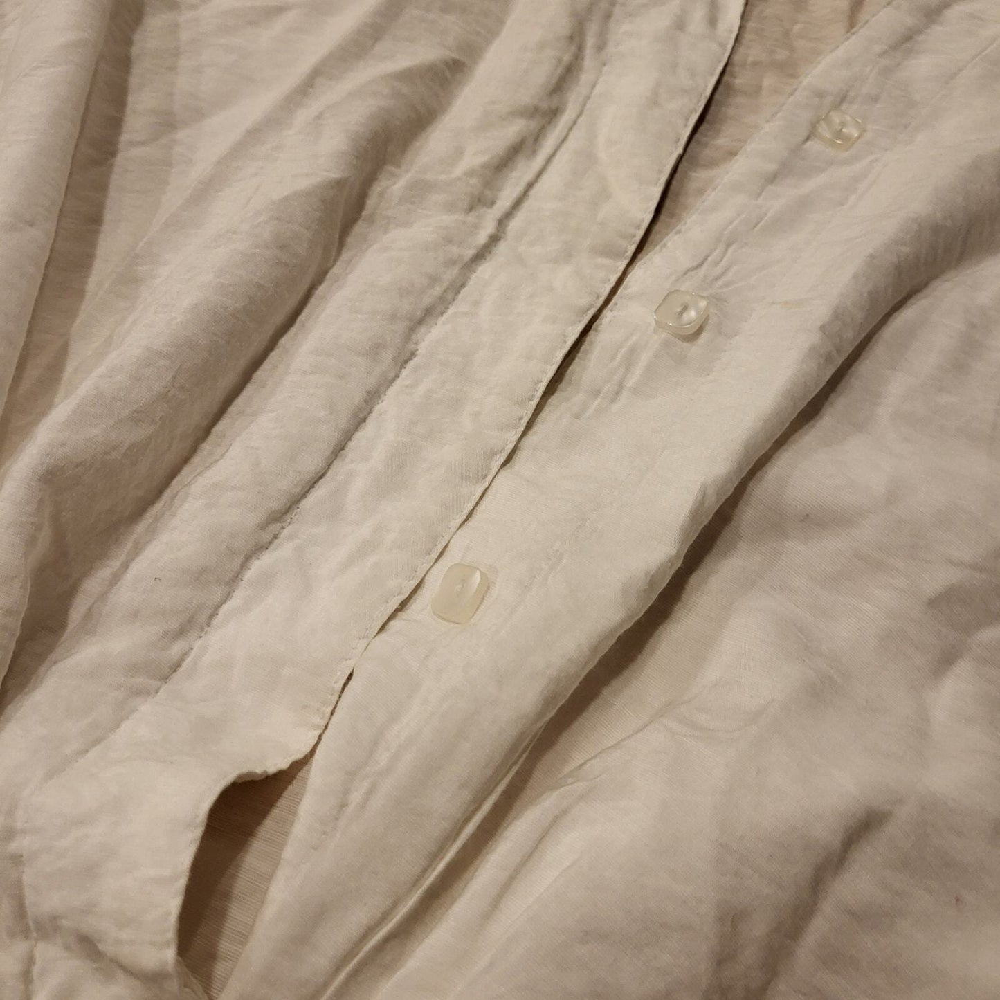 White Coldwater Creek Cotton Blend Short Sleeve Tie Front Button Down M