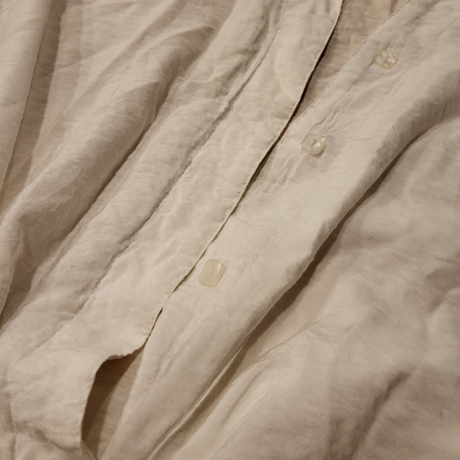 White Coldwater Creek Cotton Blend Short Sleeve Tie Front Button Down M