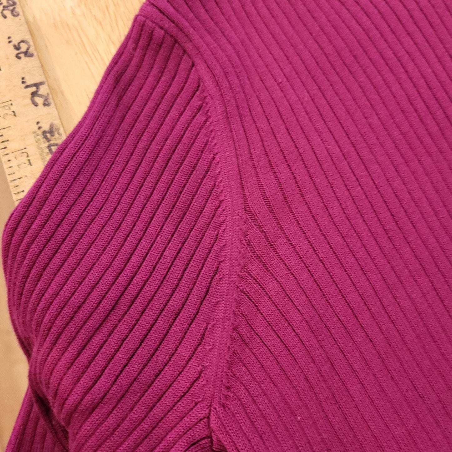 Lands End Purple Pink Scalloped Edged Knit Sweater XL 14" P2P 25" Long 