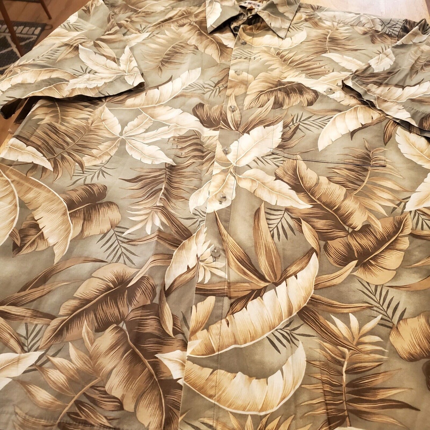 Campia Moda Hawaiian Shirt Men Extra Large Brown Button Down Short Sleeve 