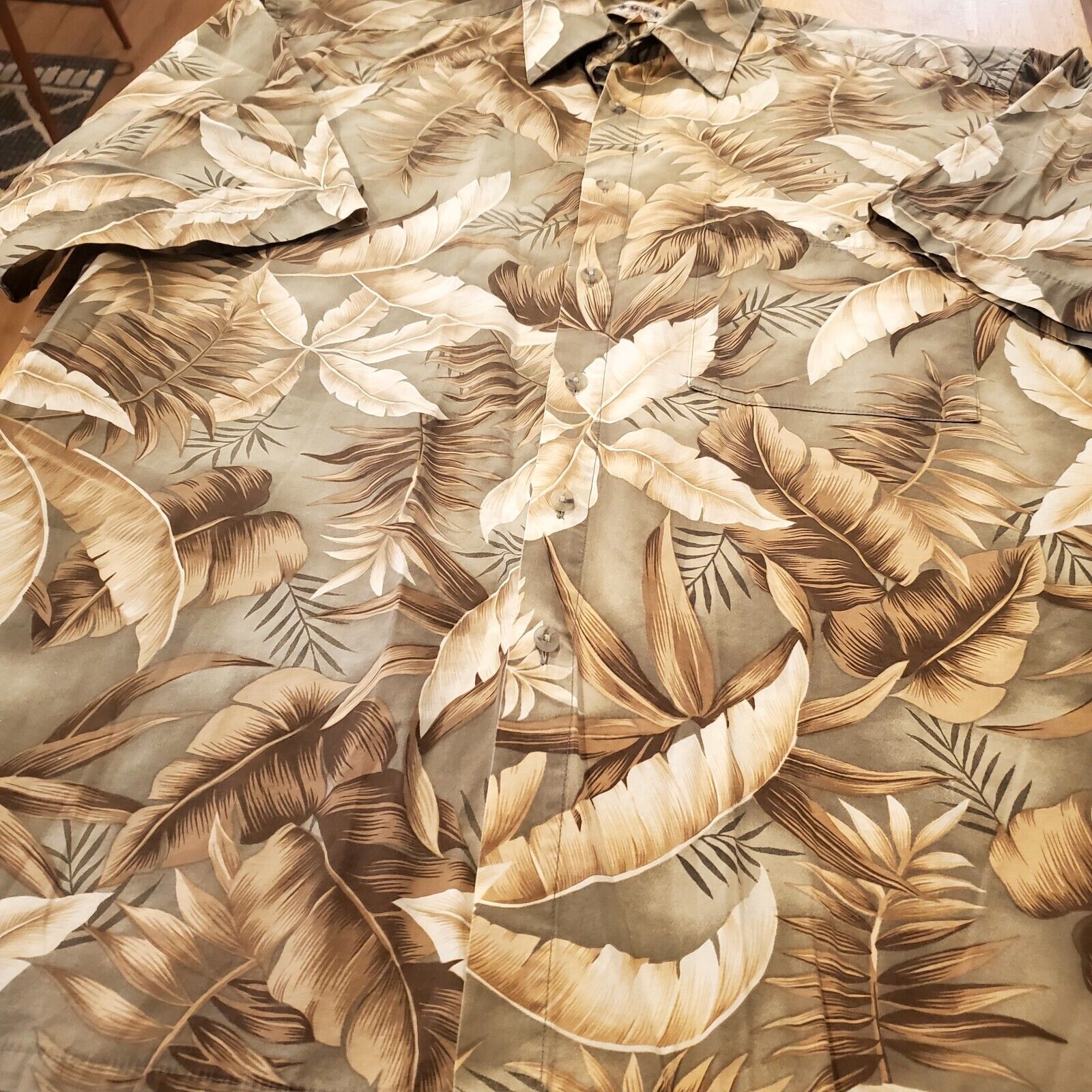 Campia Moda Hawaiian Shirt Men Extra Large Brown Button Down Short Sleeve 