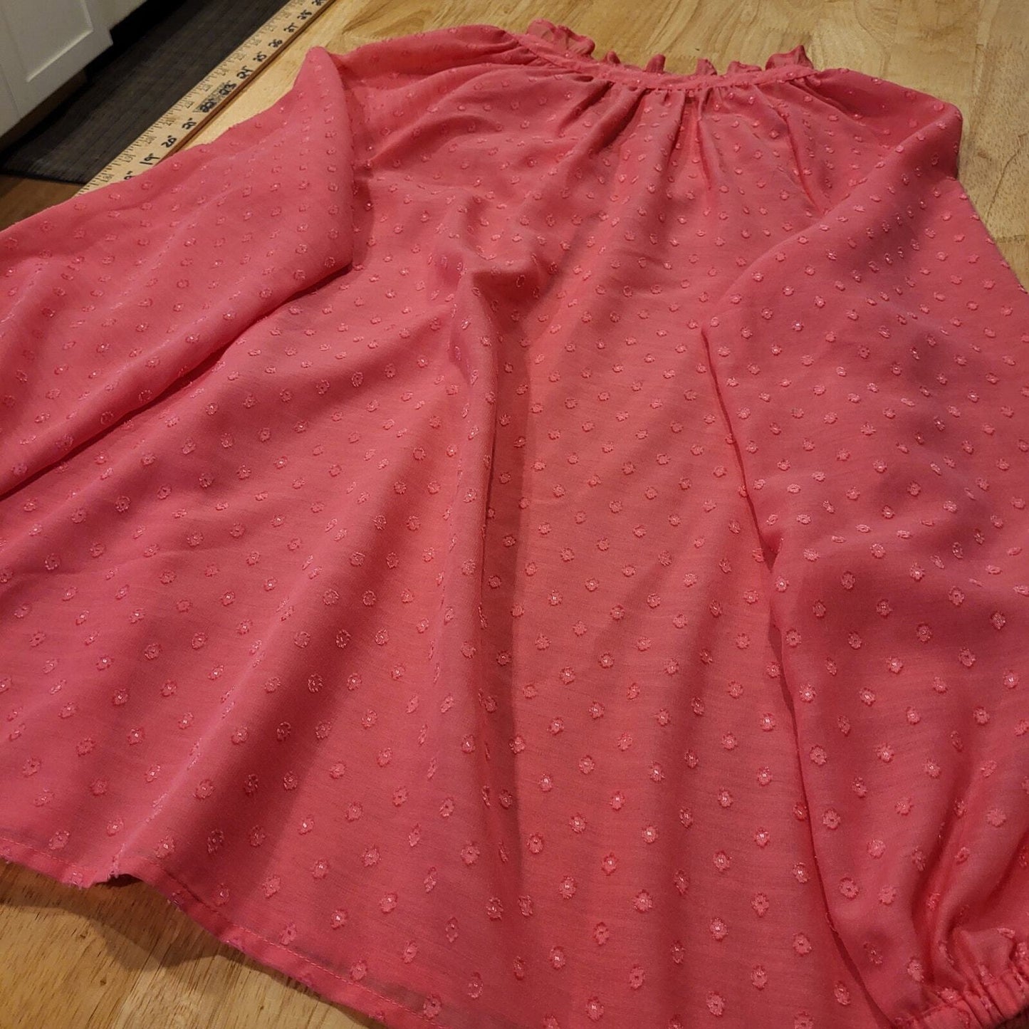 Lilly Pulitzer Pink Ruffle Button Collar Puff Sleeve Polka Dot Blouse S
