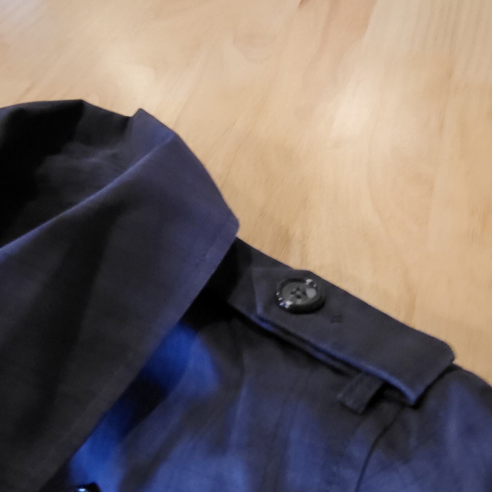 Elizabeth & Jaime Convertable Blue Pinstripe Belted 100% Cotton 20" P2P 22" Long