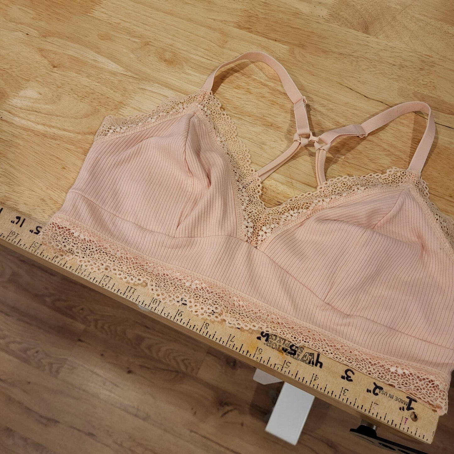 Colsie Peach Lace Bralette Adustable Straps XL Cotton 30" 