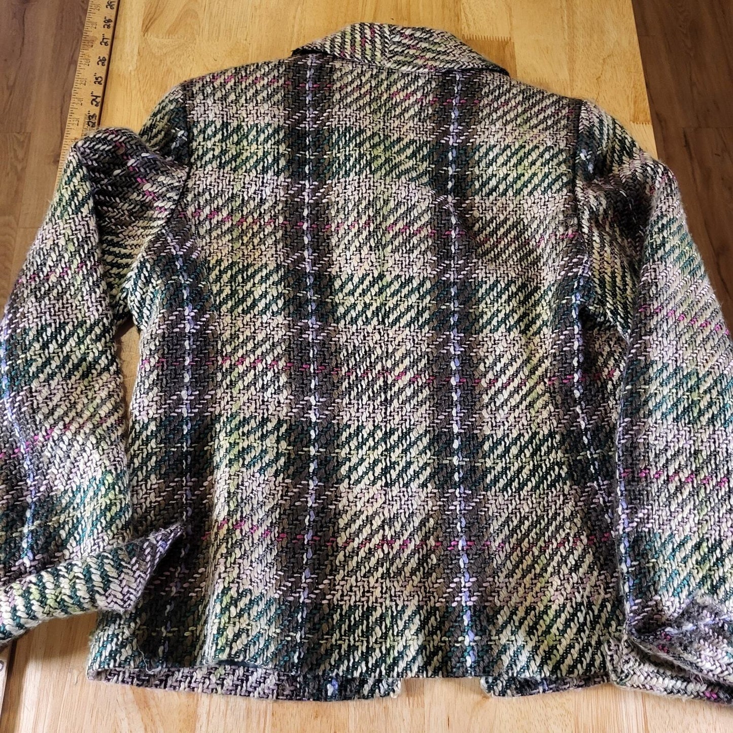 Kasper Pink & Green Tweed Coat 23" Long 19" P2P Pockets Super Cute