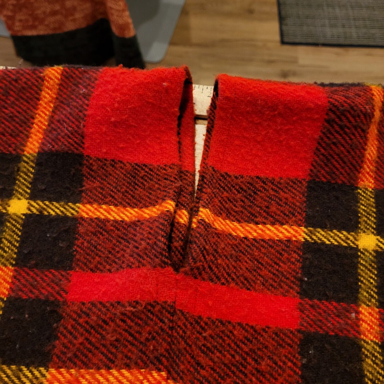 Red Plaid Tartan Possibly Wool Hand Made Poncho Multiple Ways to Wear