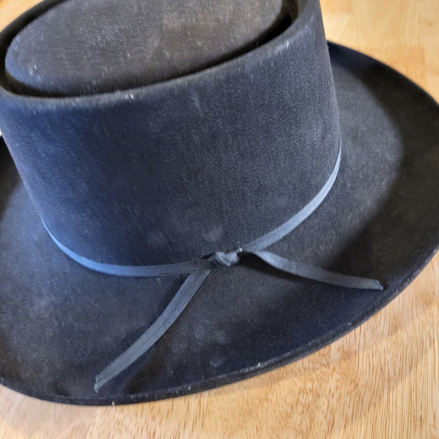 Resistol Gambler 6 7/8 Black Wester Hat Felt Wide Brim With Box Very Clean 