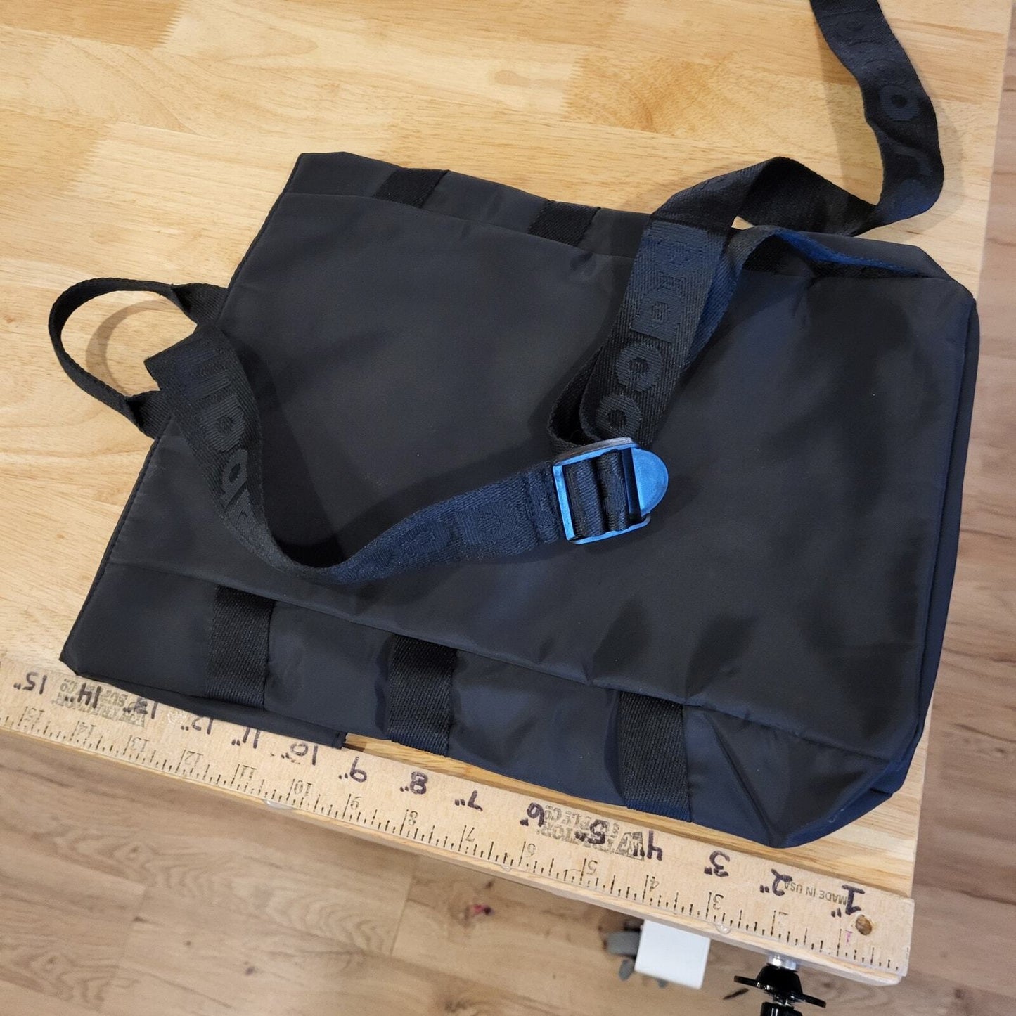 Paco Rabanne Black Padded Bag Metal Clasp Nylon Straps  Very Clean 15"x12"