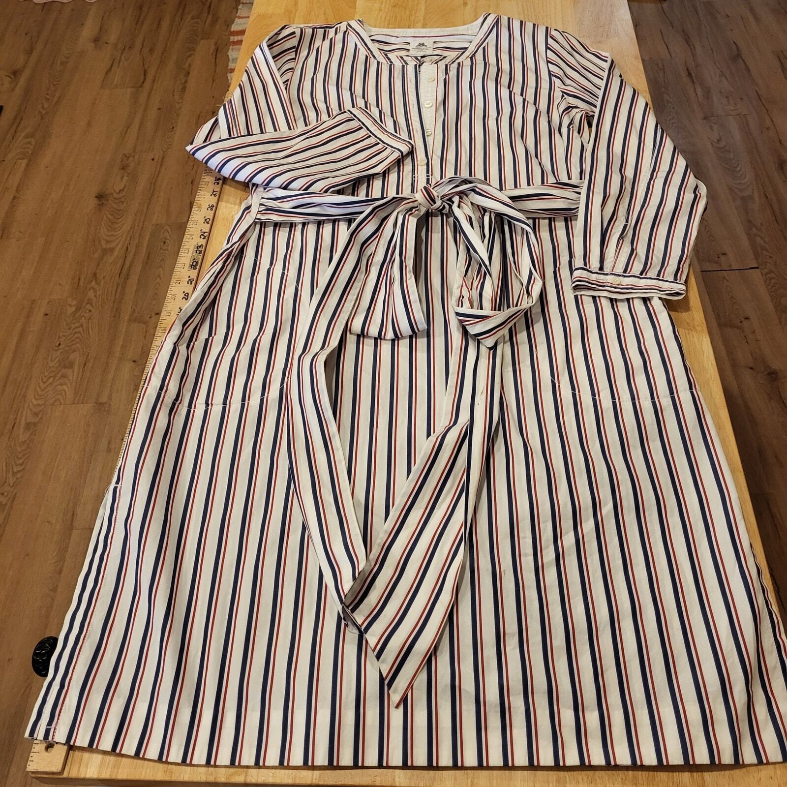 Thomas Mason for J. Crew Red, White, & Blue Striped Shirt Dress 12 100% Cotton