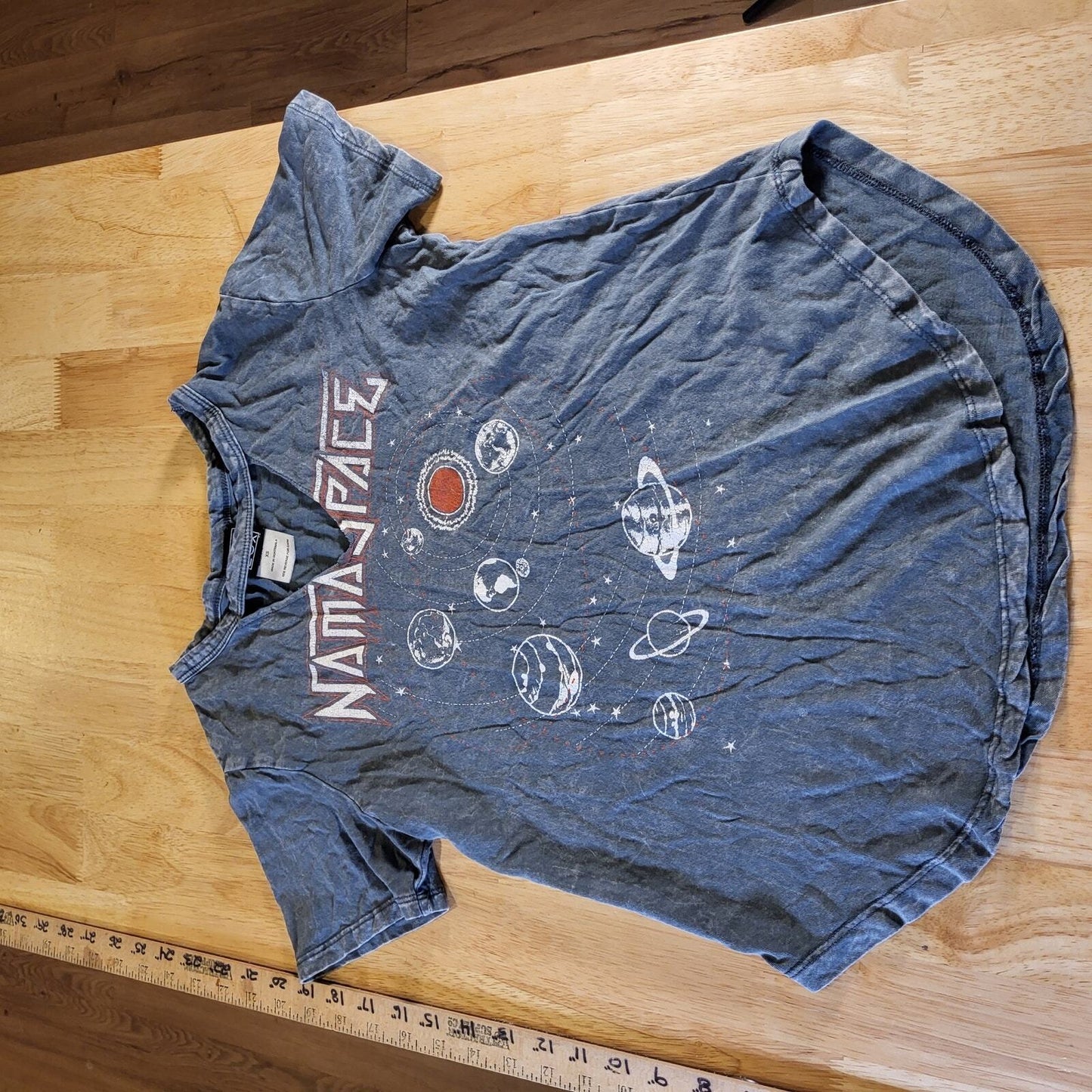 Modern Lux Namaspace Yoga Meditation Distressed xs T-shirt Gray