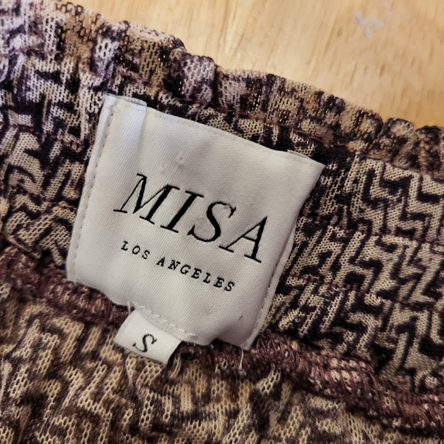 Misa Los Angeles Printed Mesh Layered Mini Skirt Elastic Ruffle Small