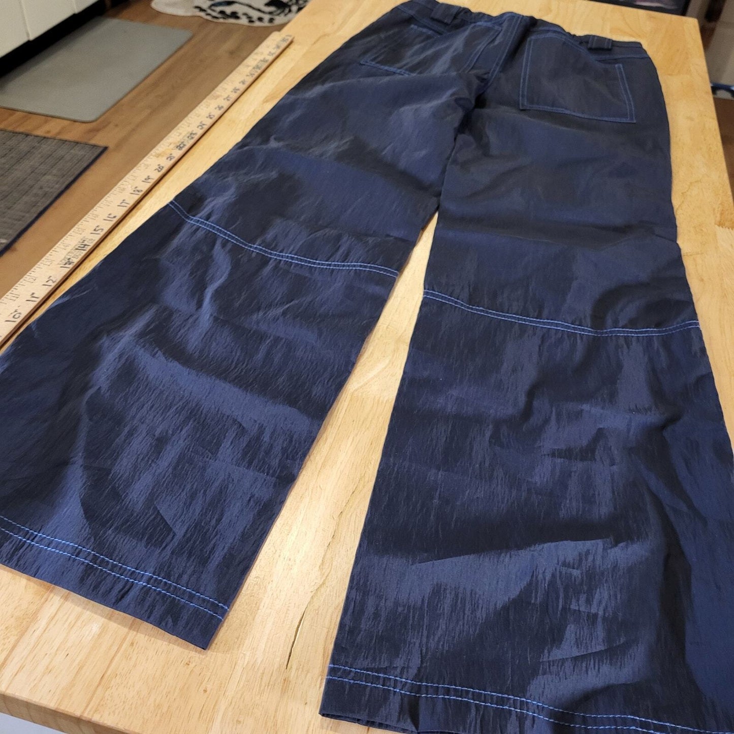Silence+ Noise Size 2 Blue Nylon Y2K Pants 30" Inseam 26" Waist Flare 