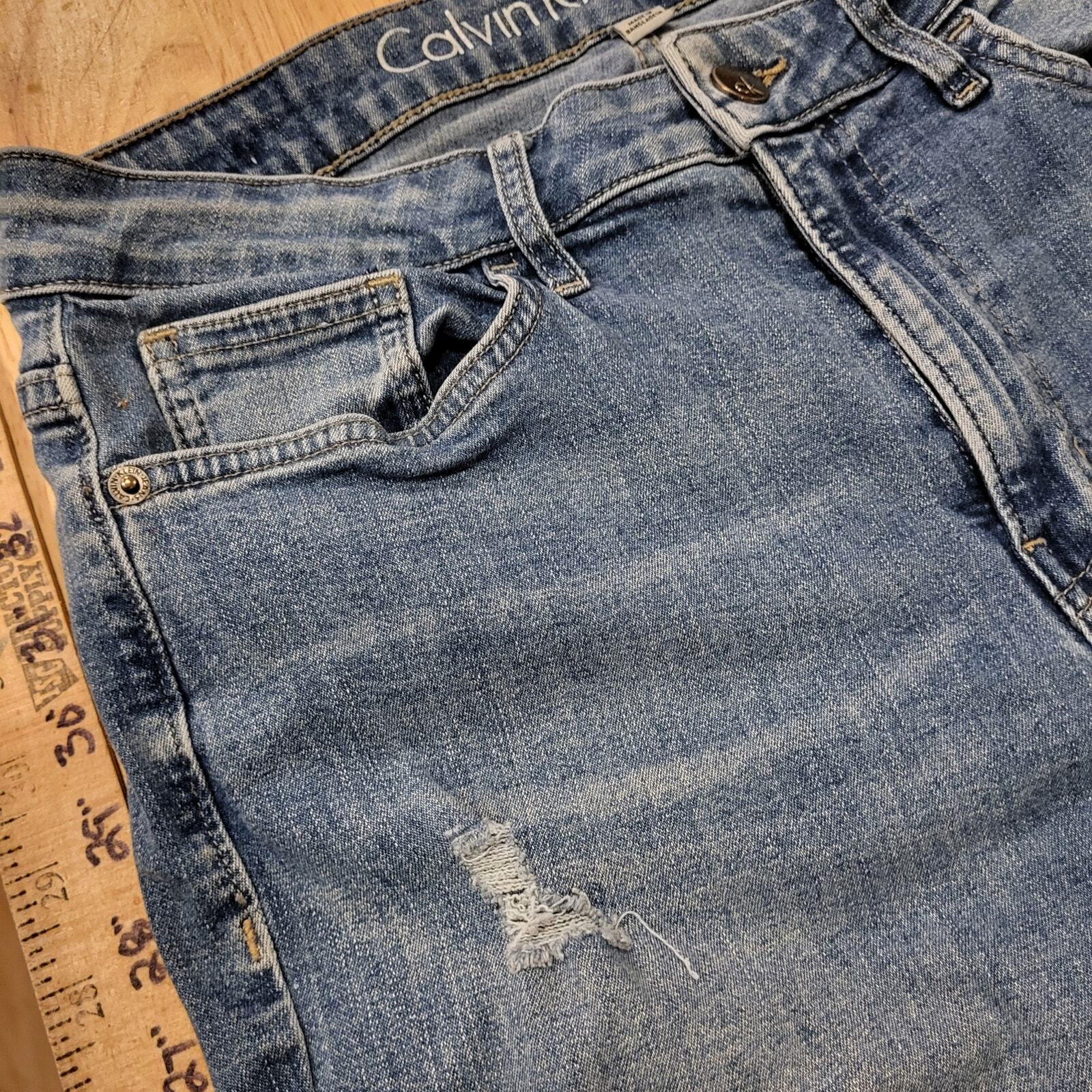 Calvin Cropped Skinny Stretch Denim Jeans 10  Hi Waist 26" Inseam