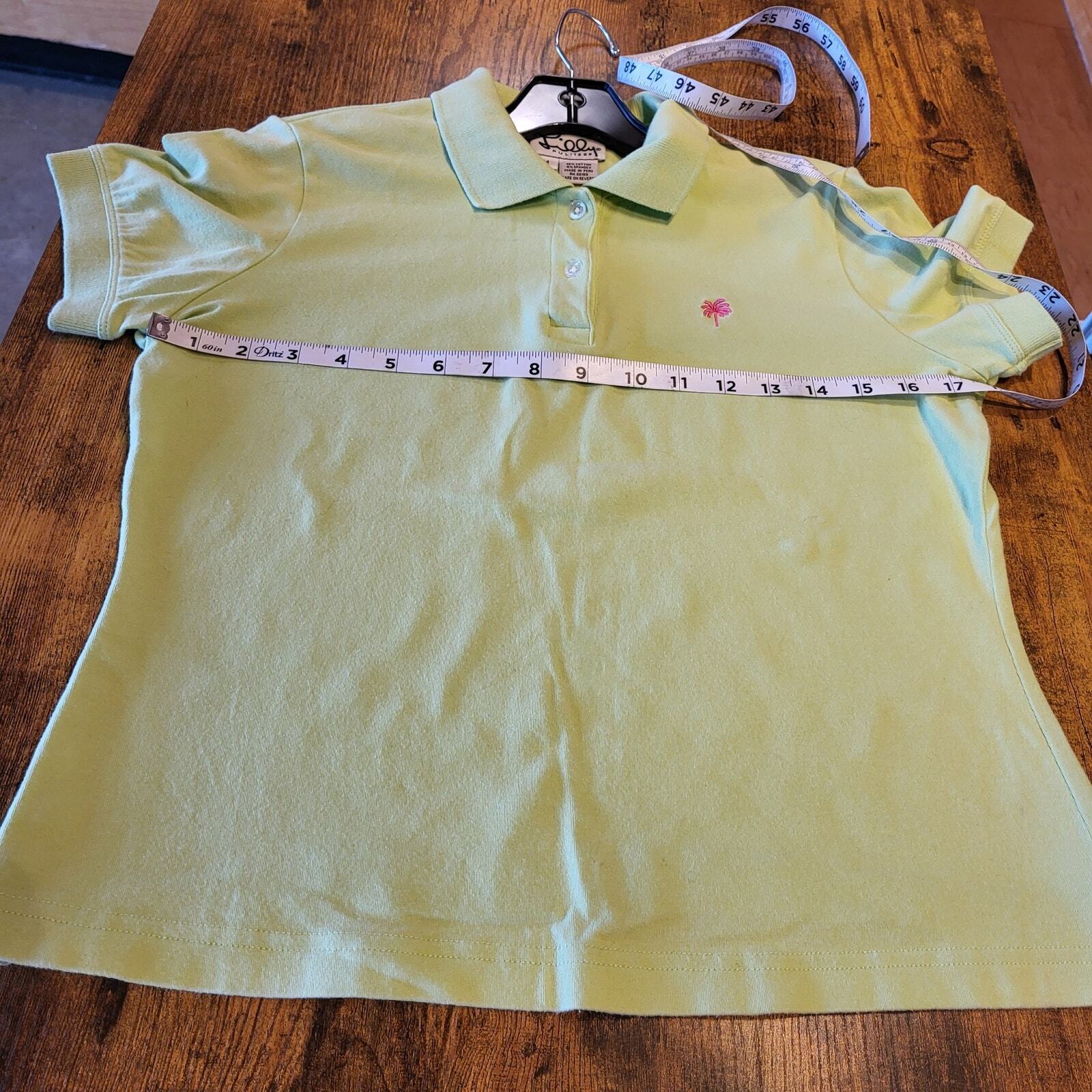 Lilly Pulitzer Lime Green Medium Golf Polo Collared Button 18" P2P