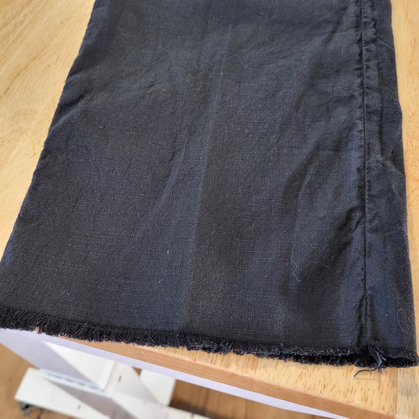 Frank & Eileen Linen & Flax Black Slacks Distressed Cuff Straight Leg Ankle 