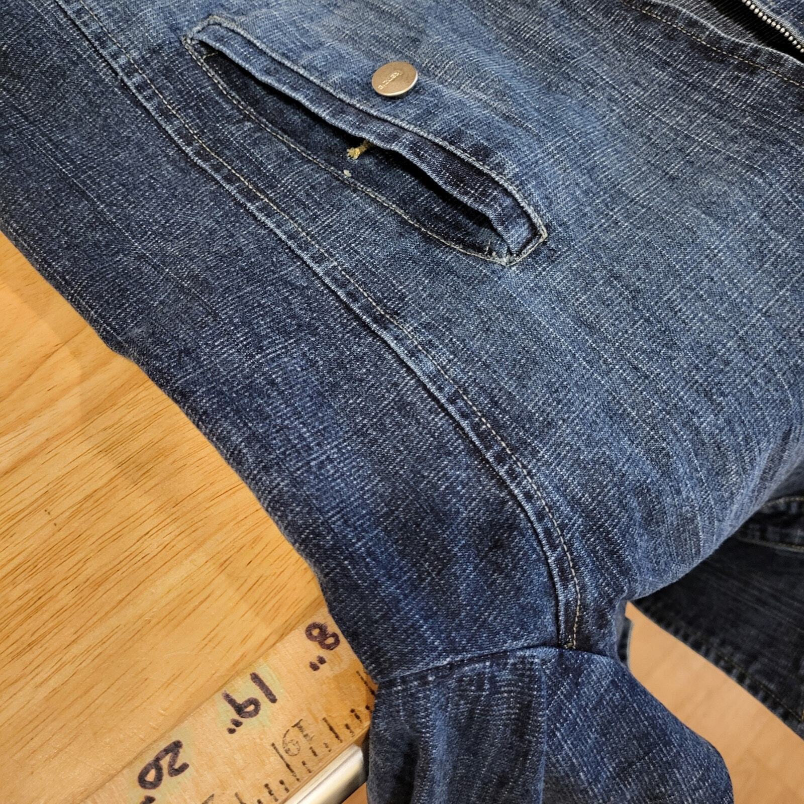 Kenzis Size 6 Denim Jacket Pockets zip Stretch 18" pit to pit