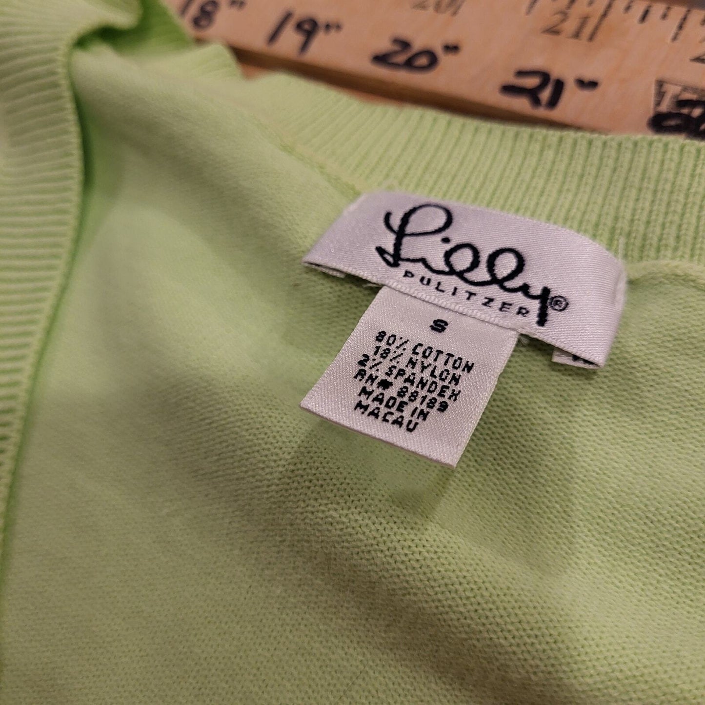 Lilly Pulitzer Lot of 2 Pink & Green Cotton Blend V Small Neck Sweaters 