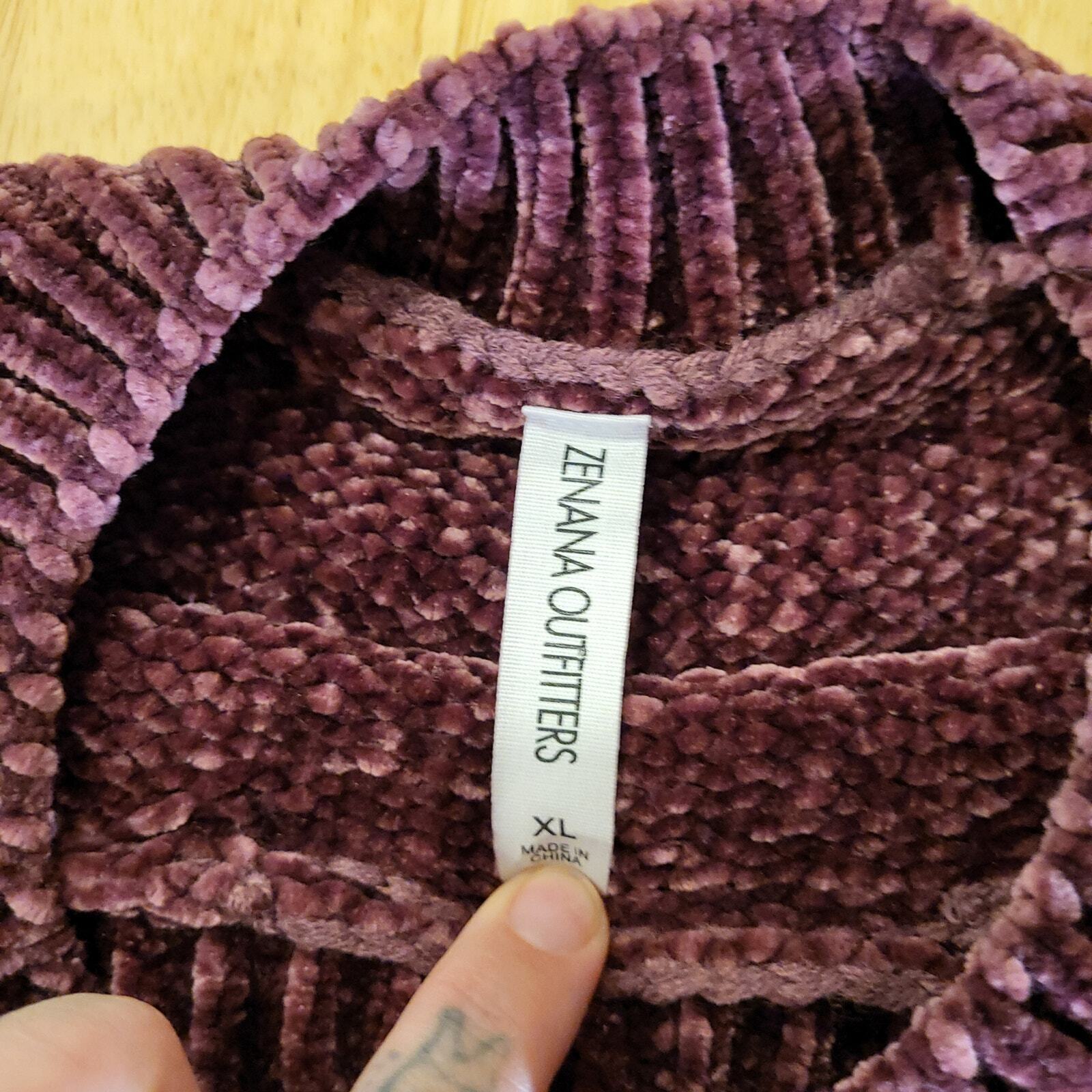 Purple Chenille Knit Sweater Zenana Outfitters XL Soft Lush Oversized 