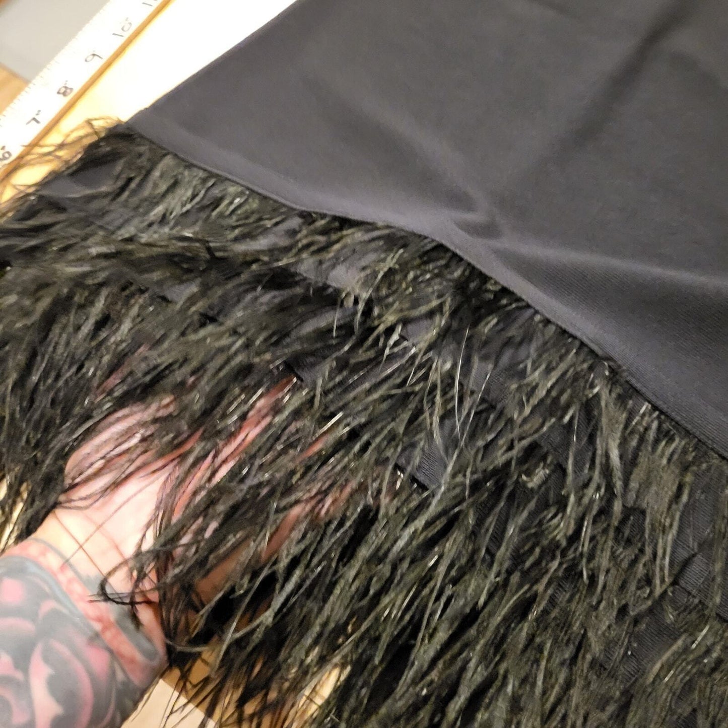 Staud Etta Black Feather Bodycon Spaghetti Strap Dress XS