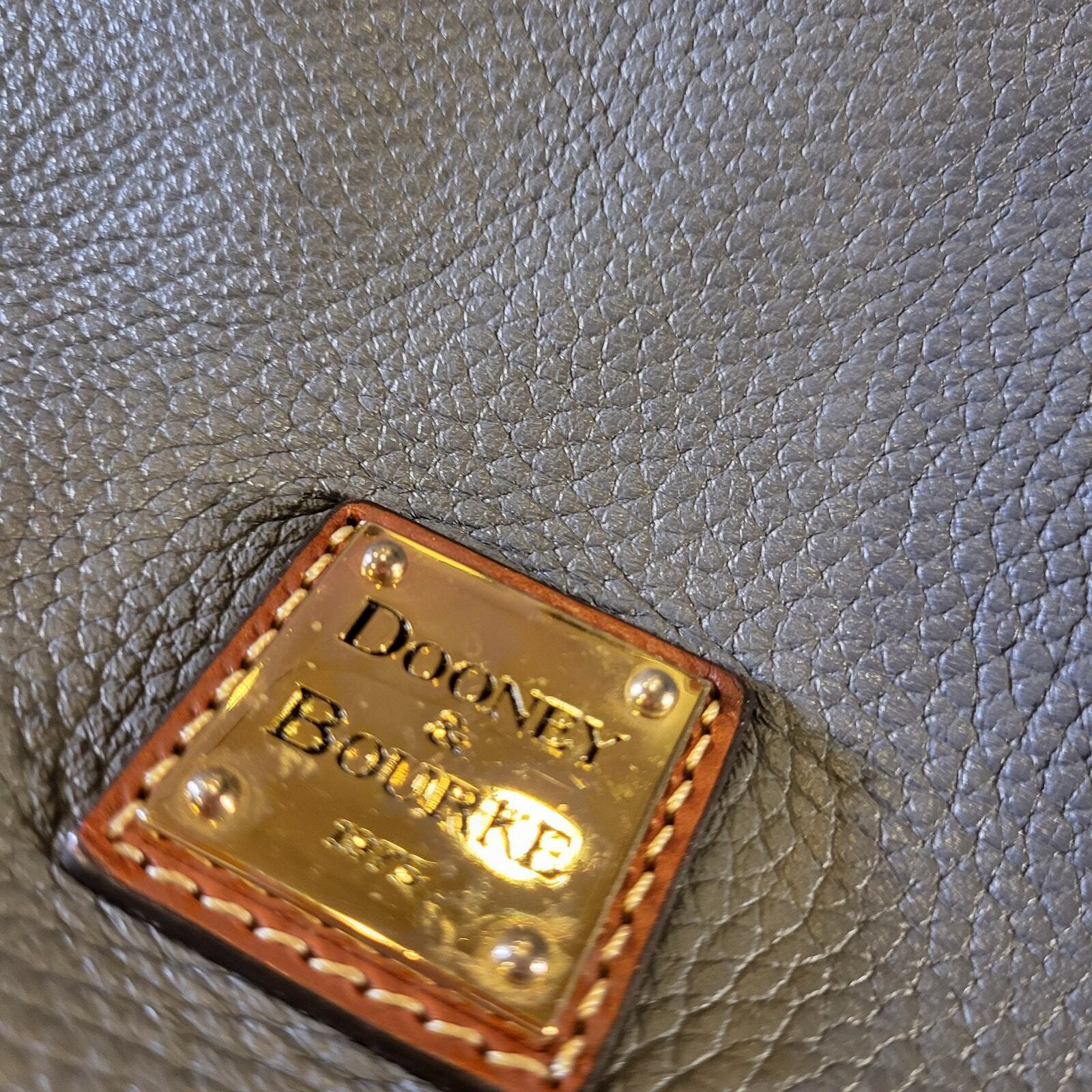Dooney & Bourke Pebble Grain Letter Carrier Bag Dark Gray Red Lining Gold