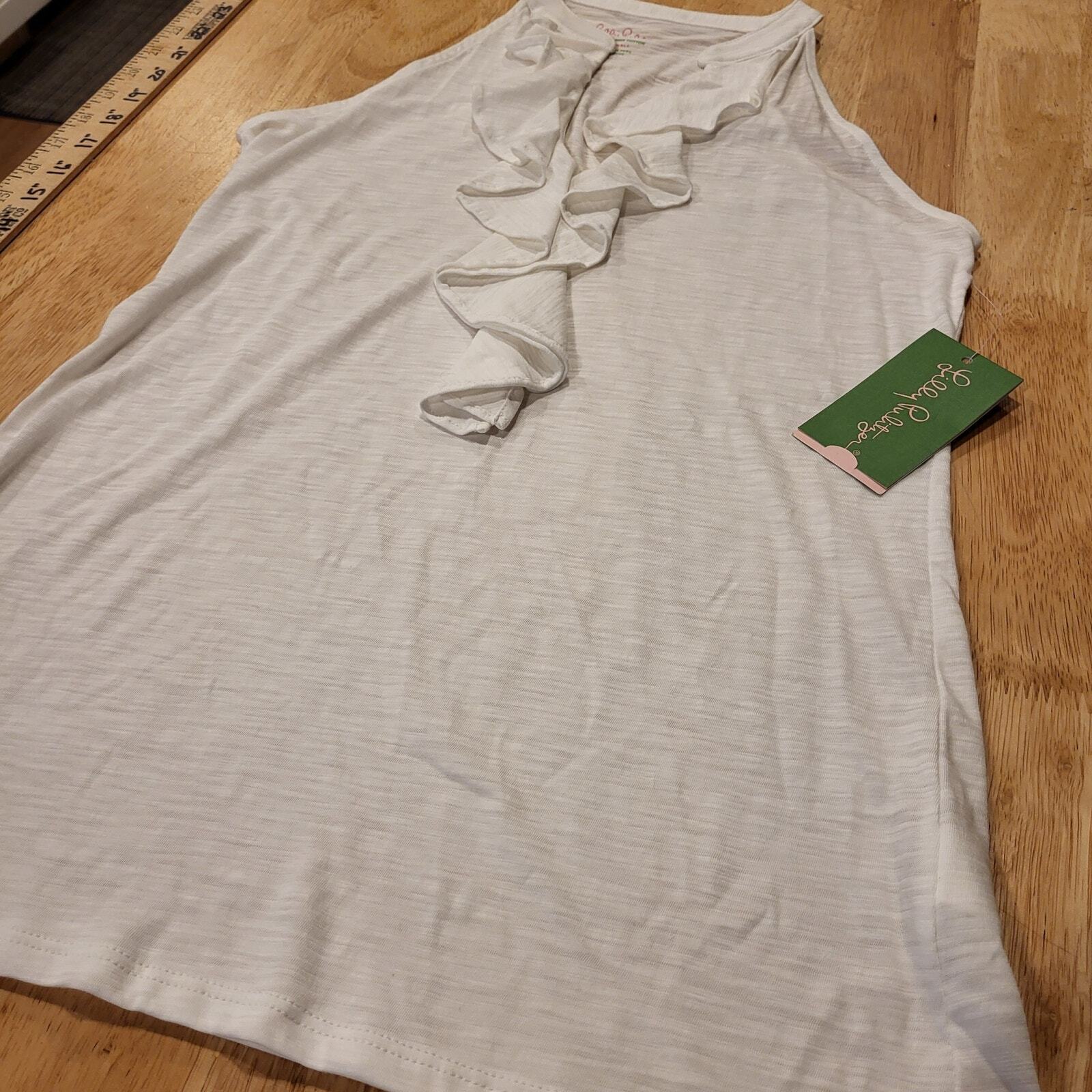 Nwt Lilly Pulitzer Shay white top ruffle collar extra small 100% cotton