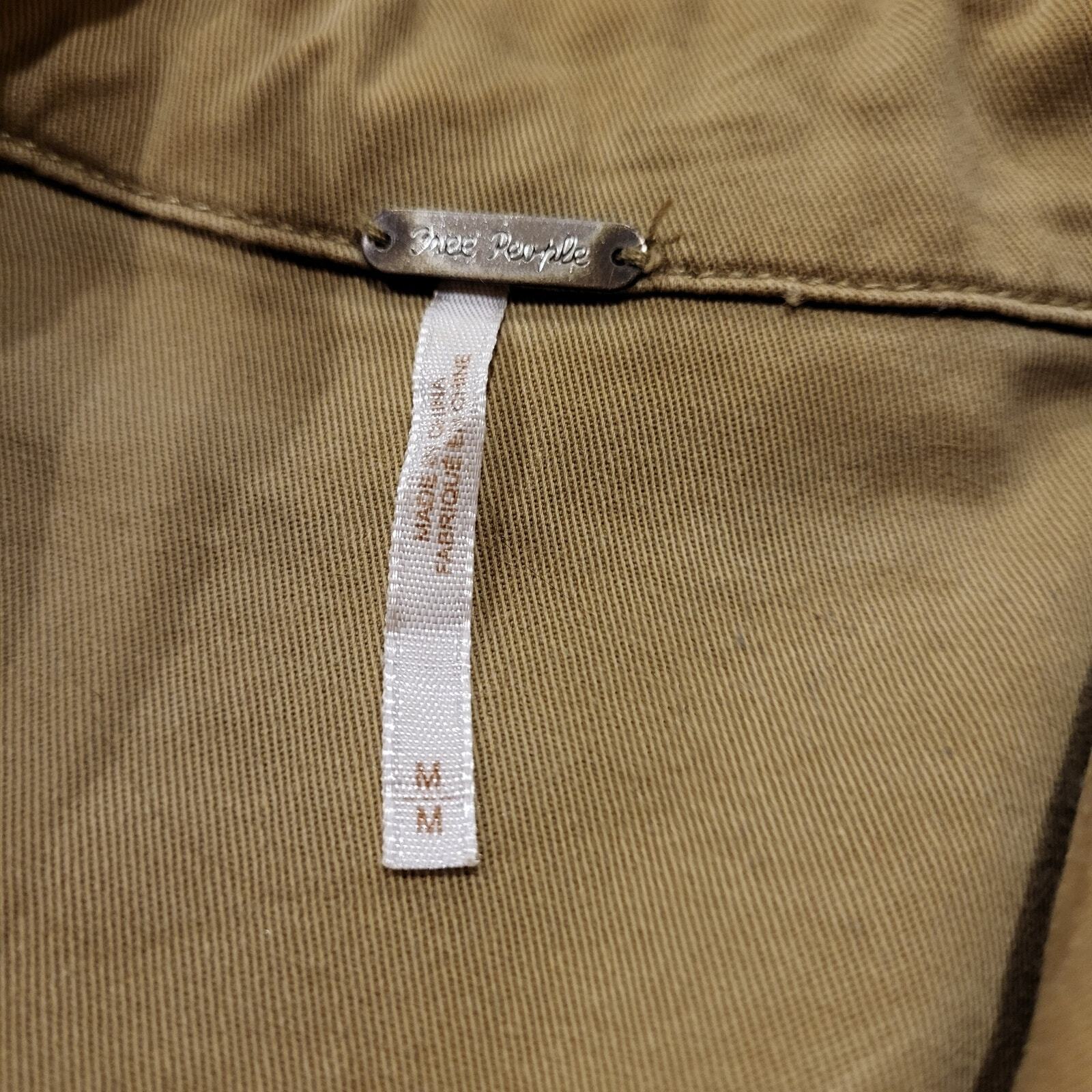 Khaki beige Free People Ruffle Back lace up sleeve Coat (See Bleach Mark) 