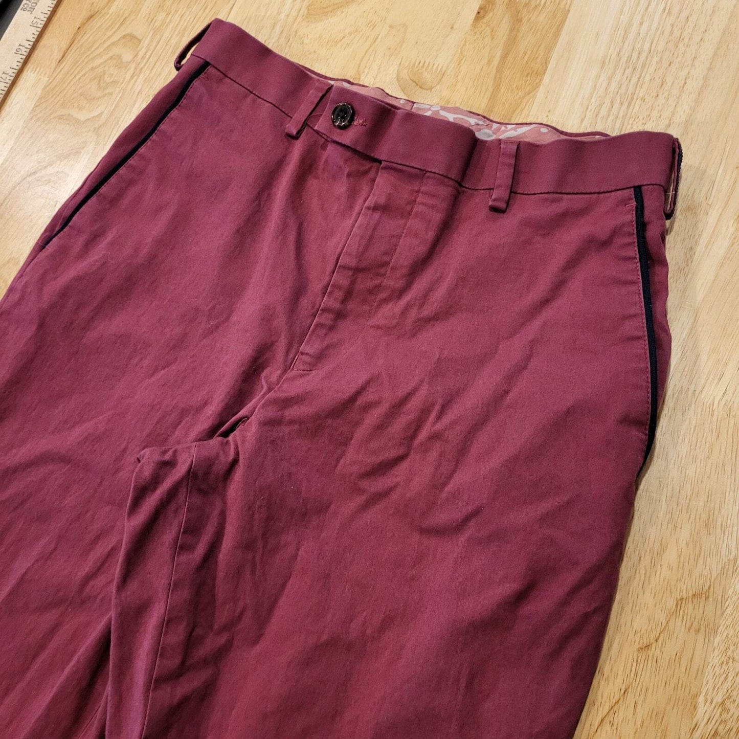   Ralph Lauren 16 Teen Maroon Tuxedo Slacks Side Stripe 28" Waist