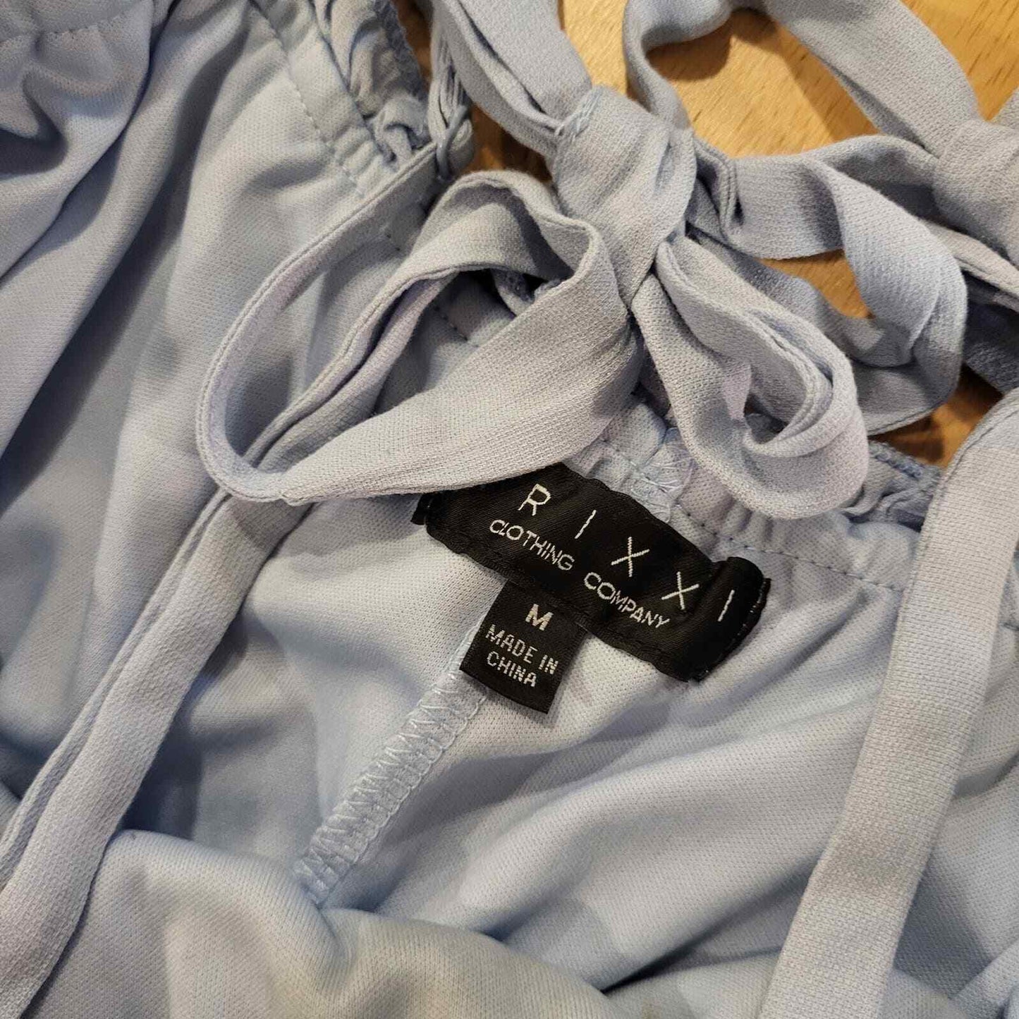 Light Cornflower Blue Lined 2 Tiered Mini Dress Tie Shoulder Adjustable Straps