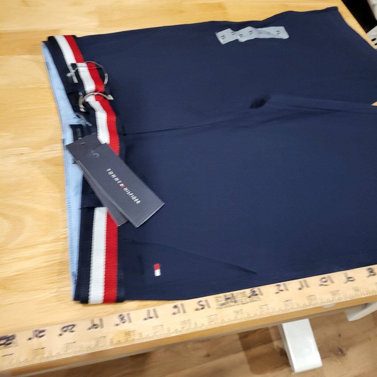 NWT Tommy Hilfiger Size 14 Boys Shorts Belt Cotton Blue 30" Waist