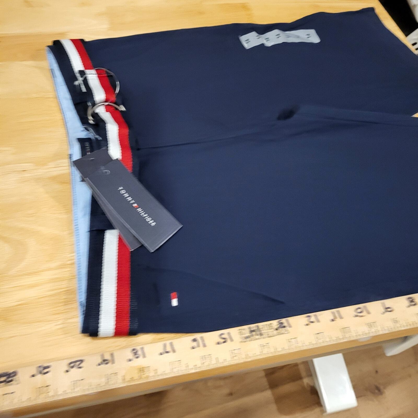 NWT Tommy Hilfiger Size 14 Boys Shorts Belt Cotton Blue 30" Waist