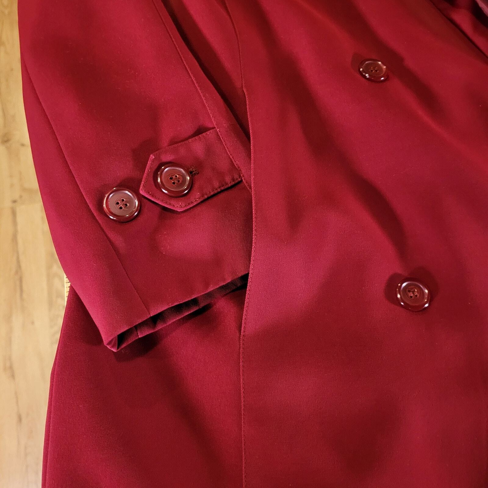 Preston & York Red Hooded Trench Removable Lining Size 6 24" P2P