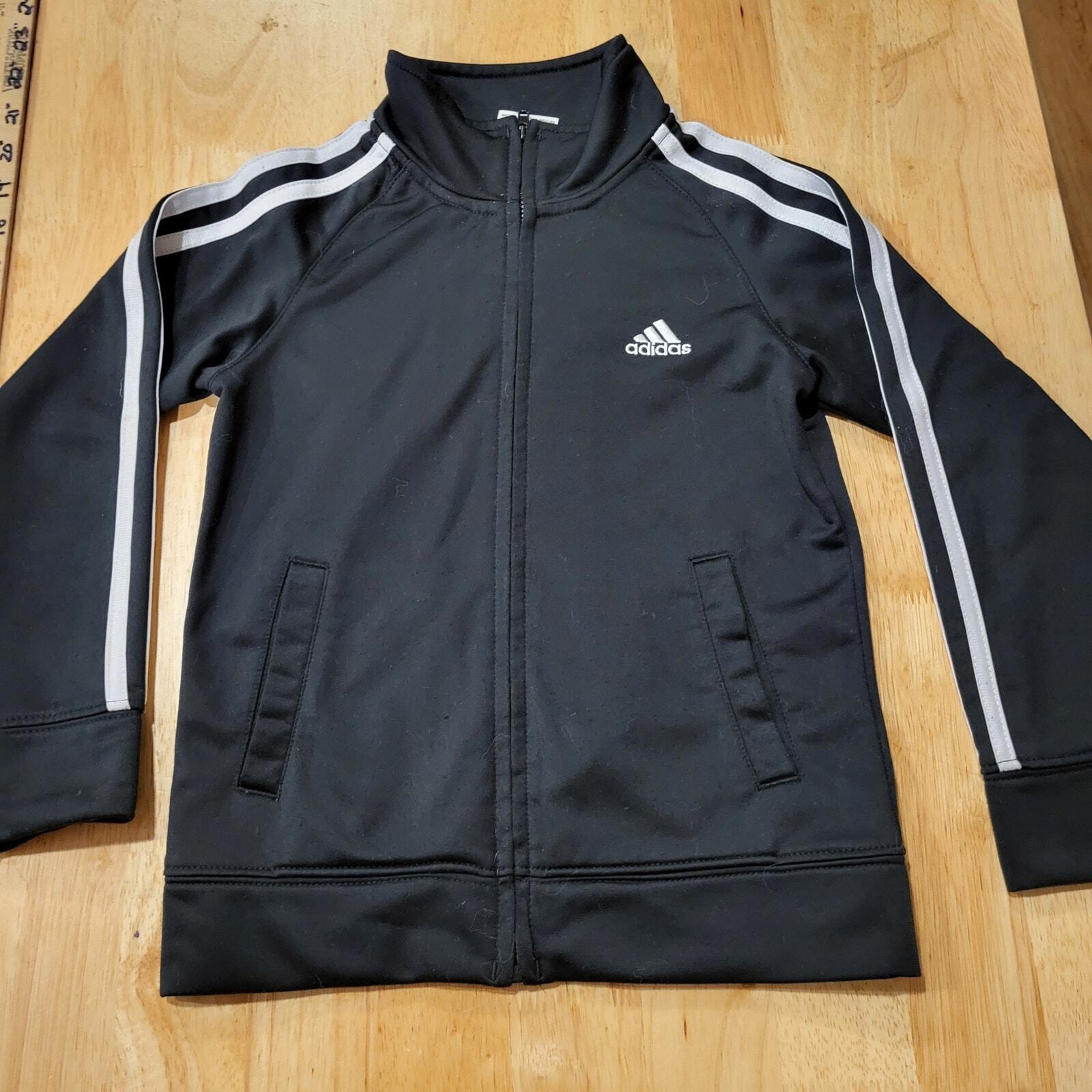 Adidas 3 Stripe Kids Zip Front Soccer Jacket Back Detail Size 5