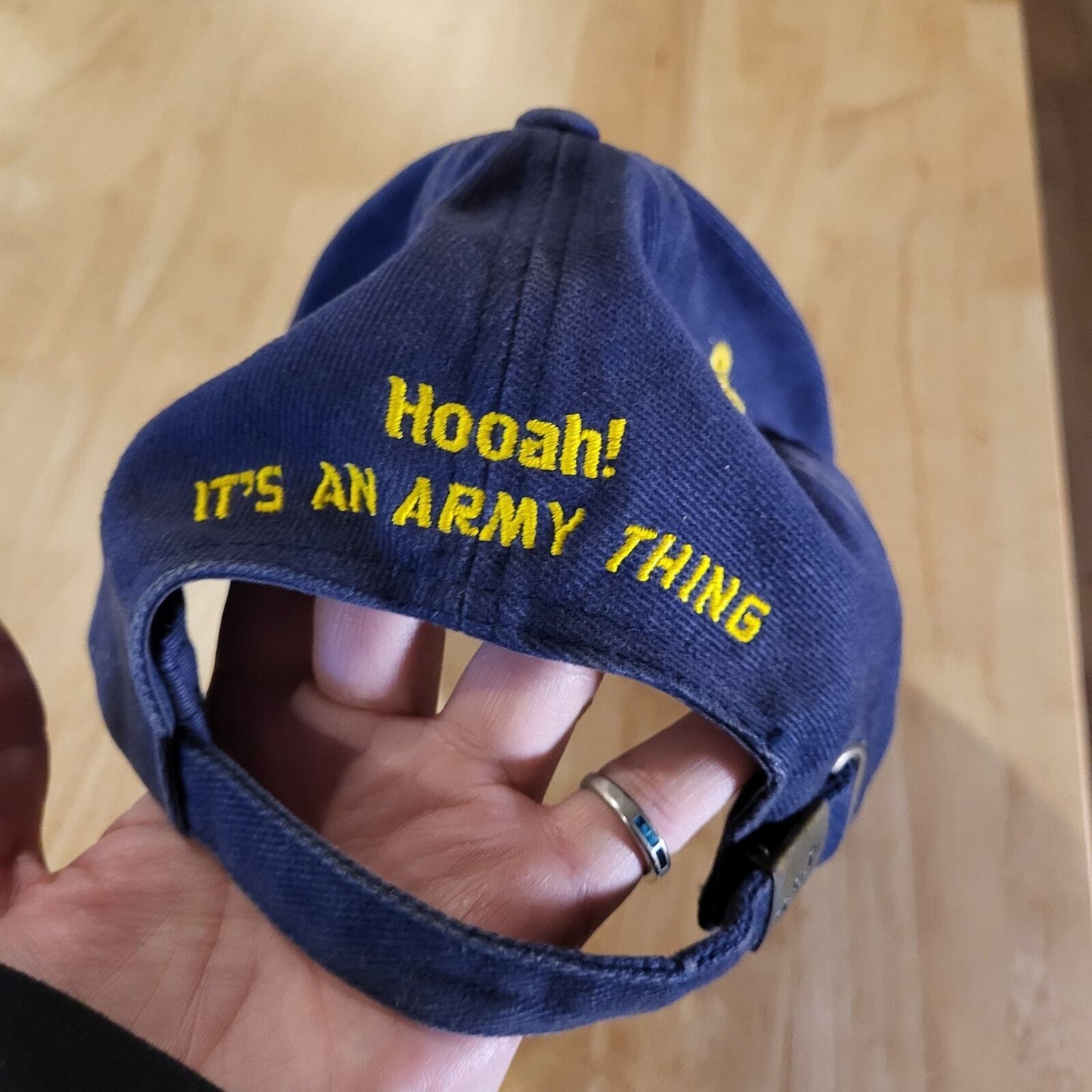 Blue Army Baseball Hat Hooah! Metal Clasp Adjustable 100% Cotton Eagle
