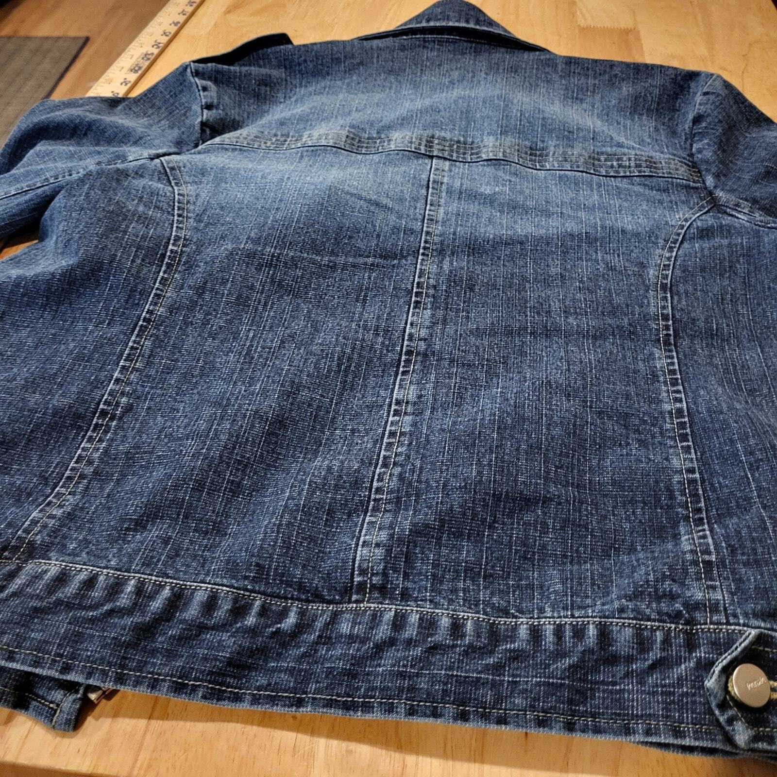 Kenzis Size 6 Denim Jacket Pockets zip Stretch 18" pit to pit