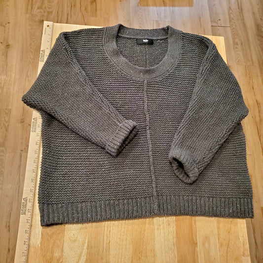 Mossimo Gunmetal Gray Sweater with Silver Metallic Fleck Medium Chunky Knit Soft
