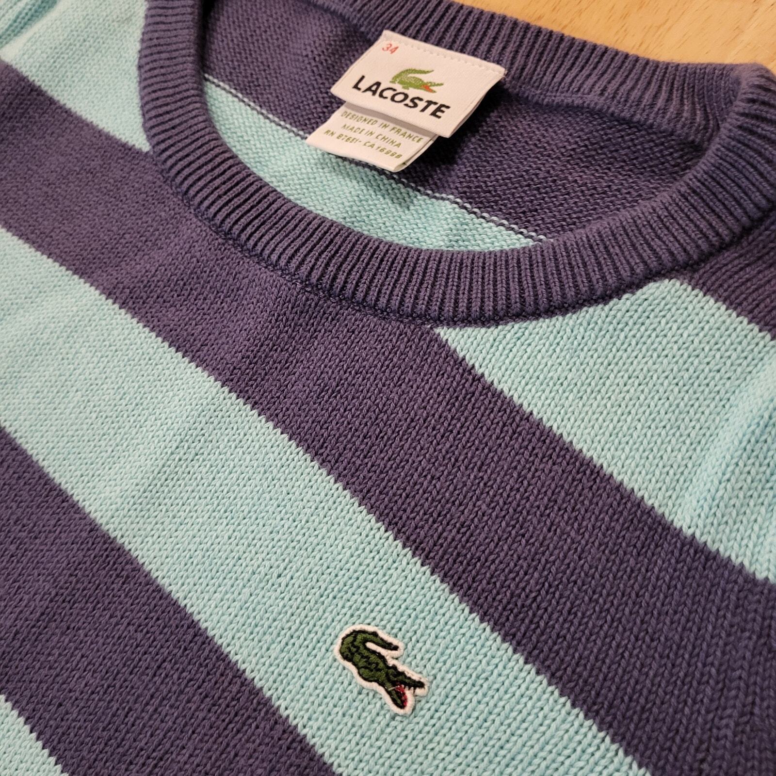 Lacoste Turquoise Blue Long Sleeve Sweater Size 38 17" Pit 2 Pit 25" Length