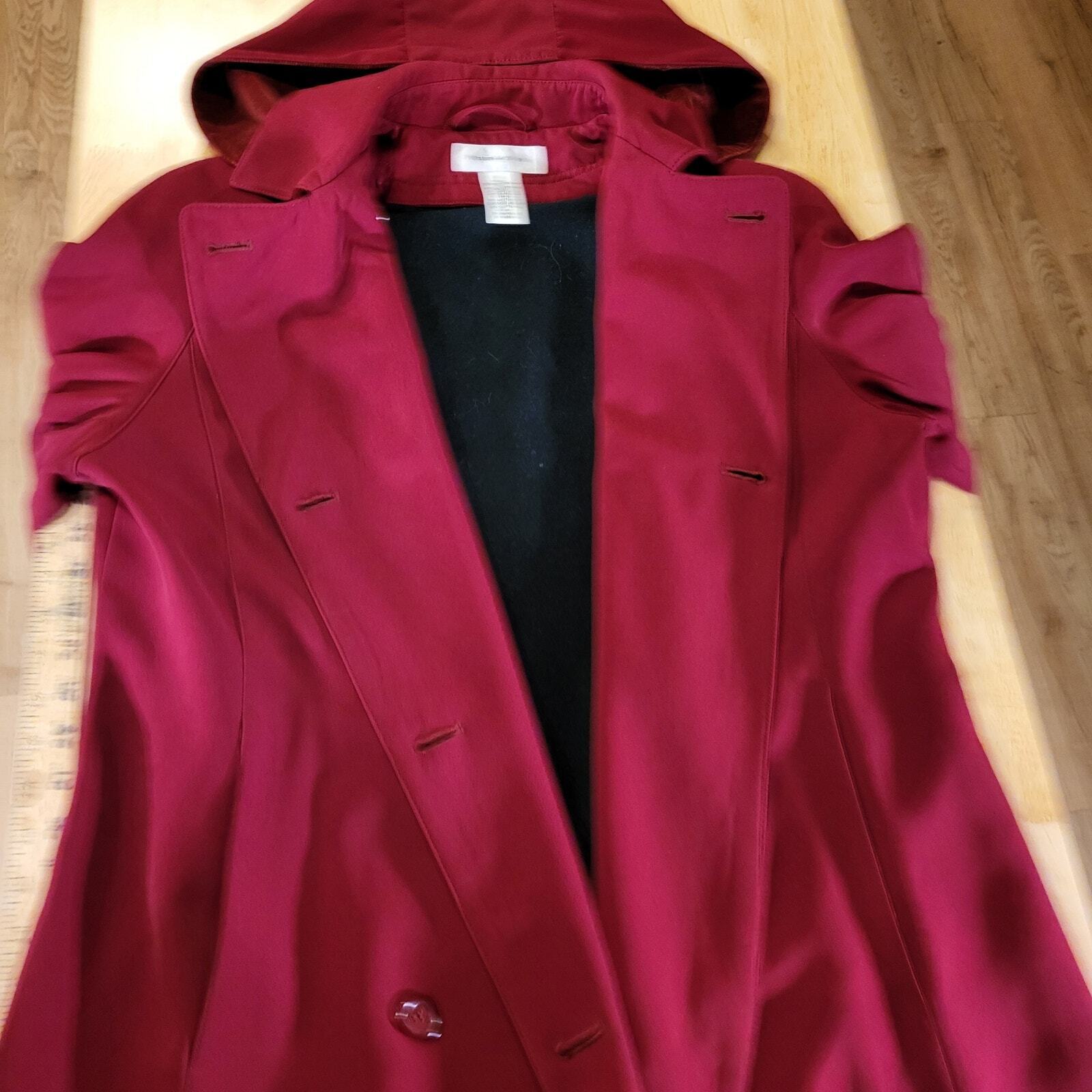Preston & York Red Hooded Trench Removable Lining Size 6 24" P2P