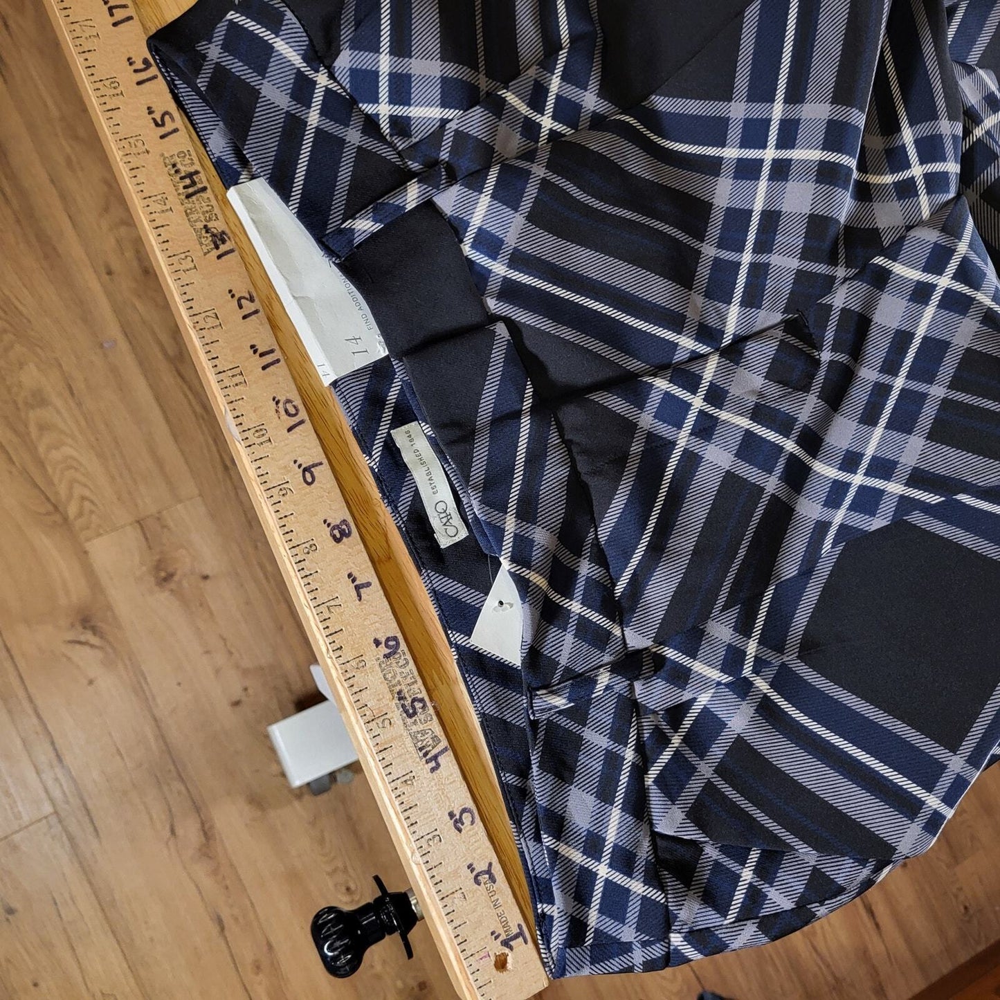 Nwt Cato Blue Plaid Wide Leg High Waisted Rayon Pants Size 14 32" Waist