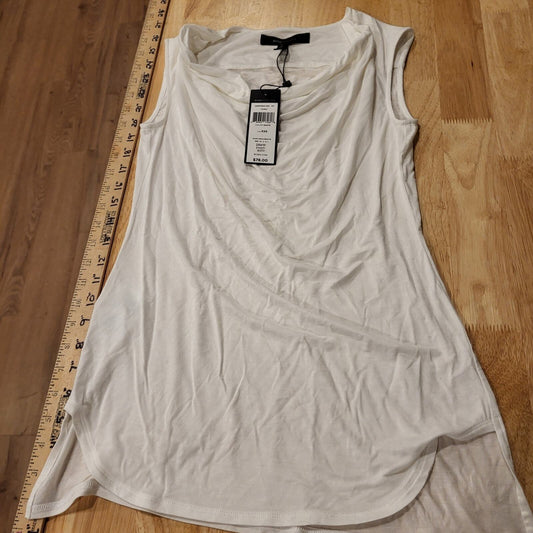 NWT BCBGMAXAZRIA XXS Lyra White Sleeveless Cowl Neck Knit T-Shirt