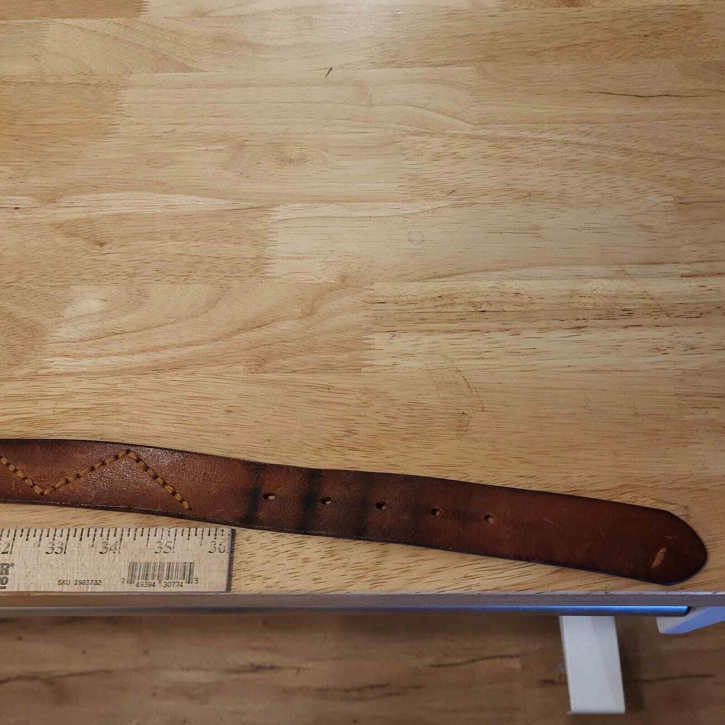 Brown Leather Stitch Detail J. McLaughlin Belt  46" Long 1.25" Wide