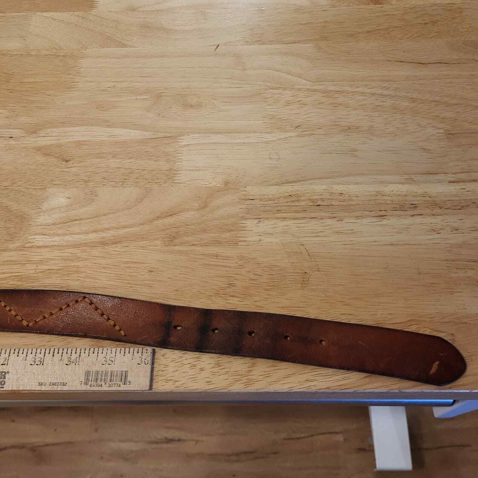 Brown Leather Stitch Detail J. McLaughlin Belt  46" Long 1.25" Wide
