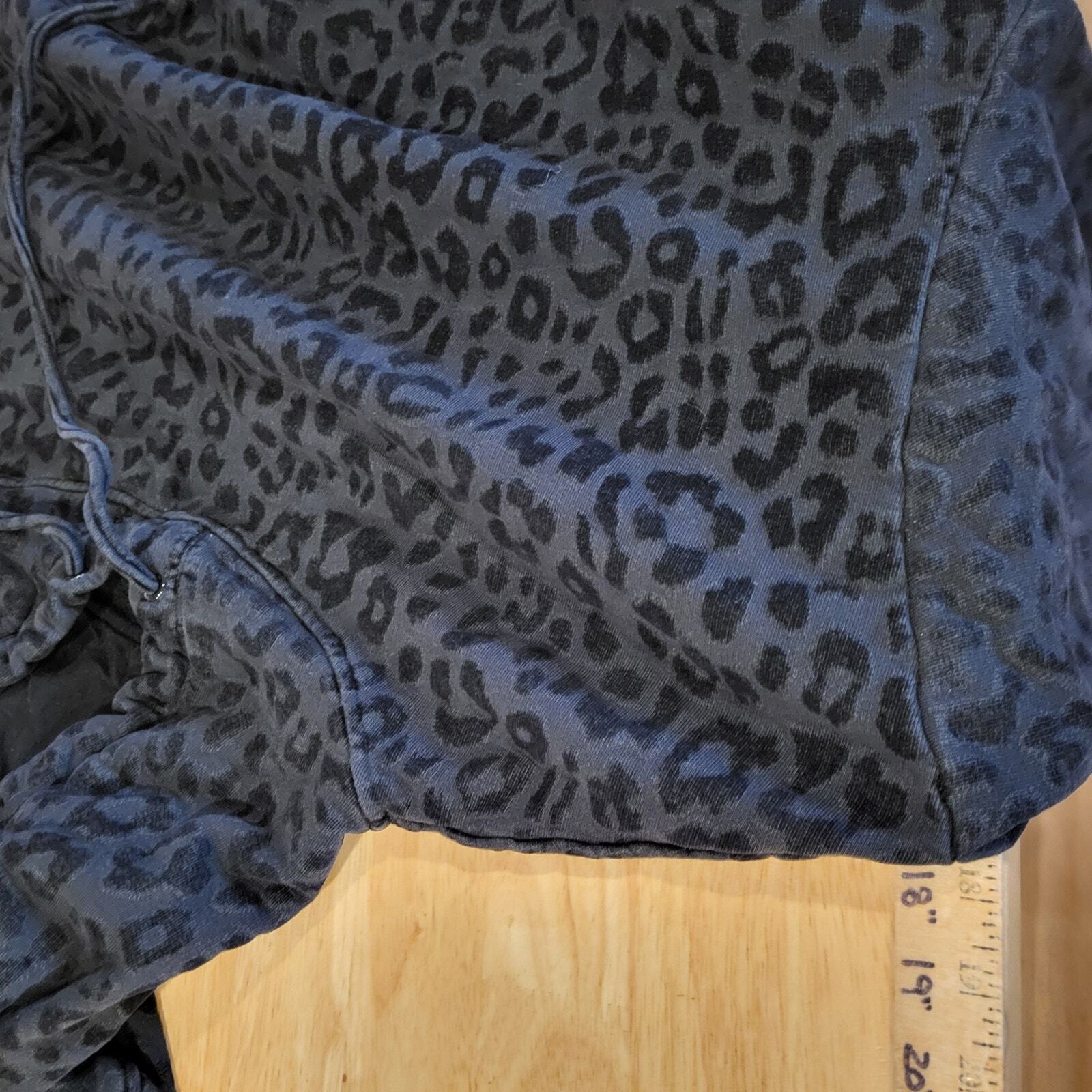 RTA Velvet Burnout Black Leopard Cropped Hoodie  Cotton Large 