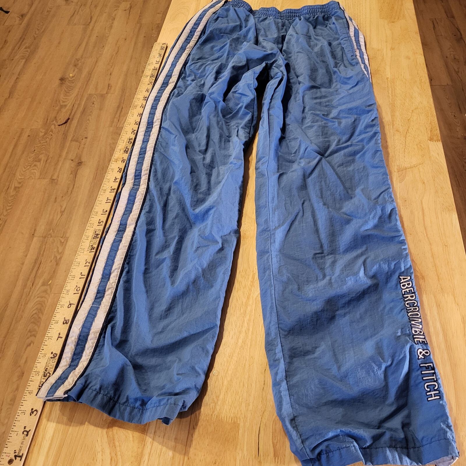 Vintage Abercrombie & Fitch Blue Breakaway Snap Windbreaker Jersey Lined Pants S