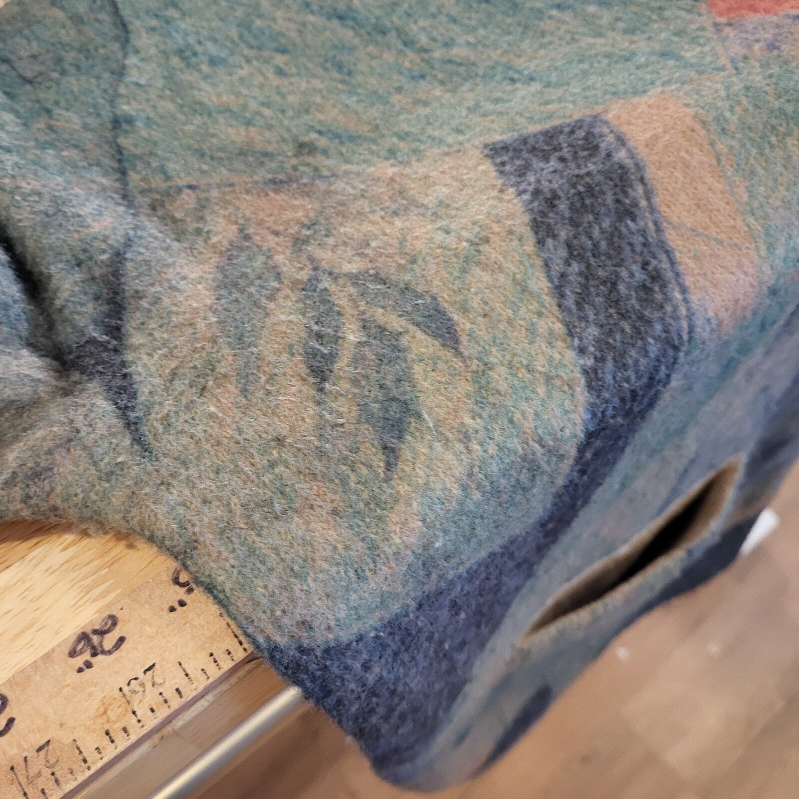 Wool & Cotton Blend Botanical Print Knit Cardigan Pockets 25" Pit 2 Pit